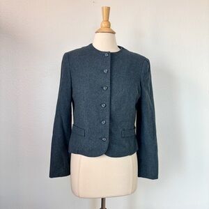 Butte Knit Vintage 70s Cropped Blazer Jacket Dark Teal Blue Size 12